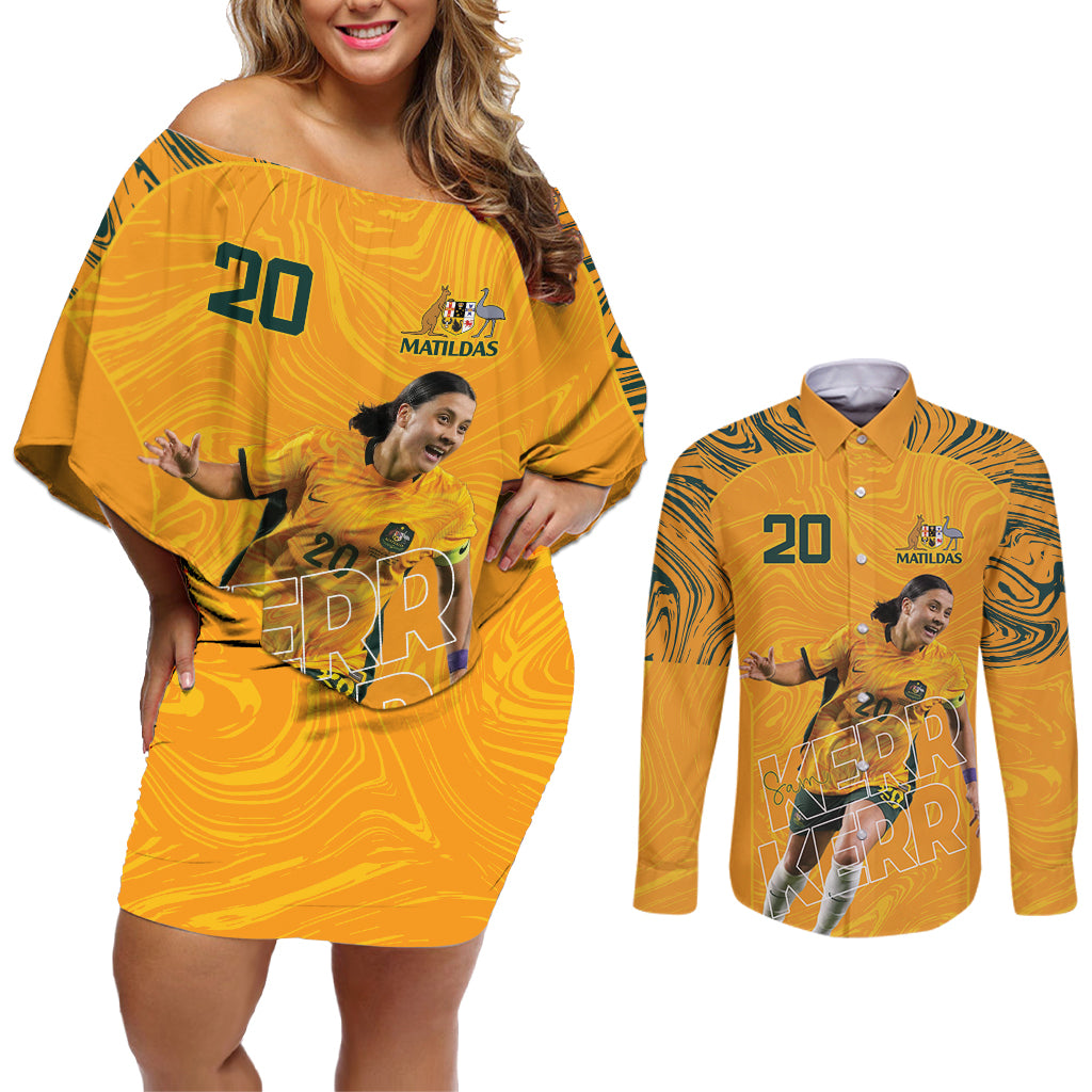 Sam Kerr Australia Matildas Couples Matching Off Shoulder Short Dress and Long Sleeve Button Shirt