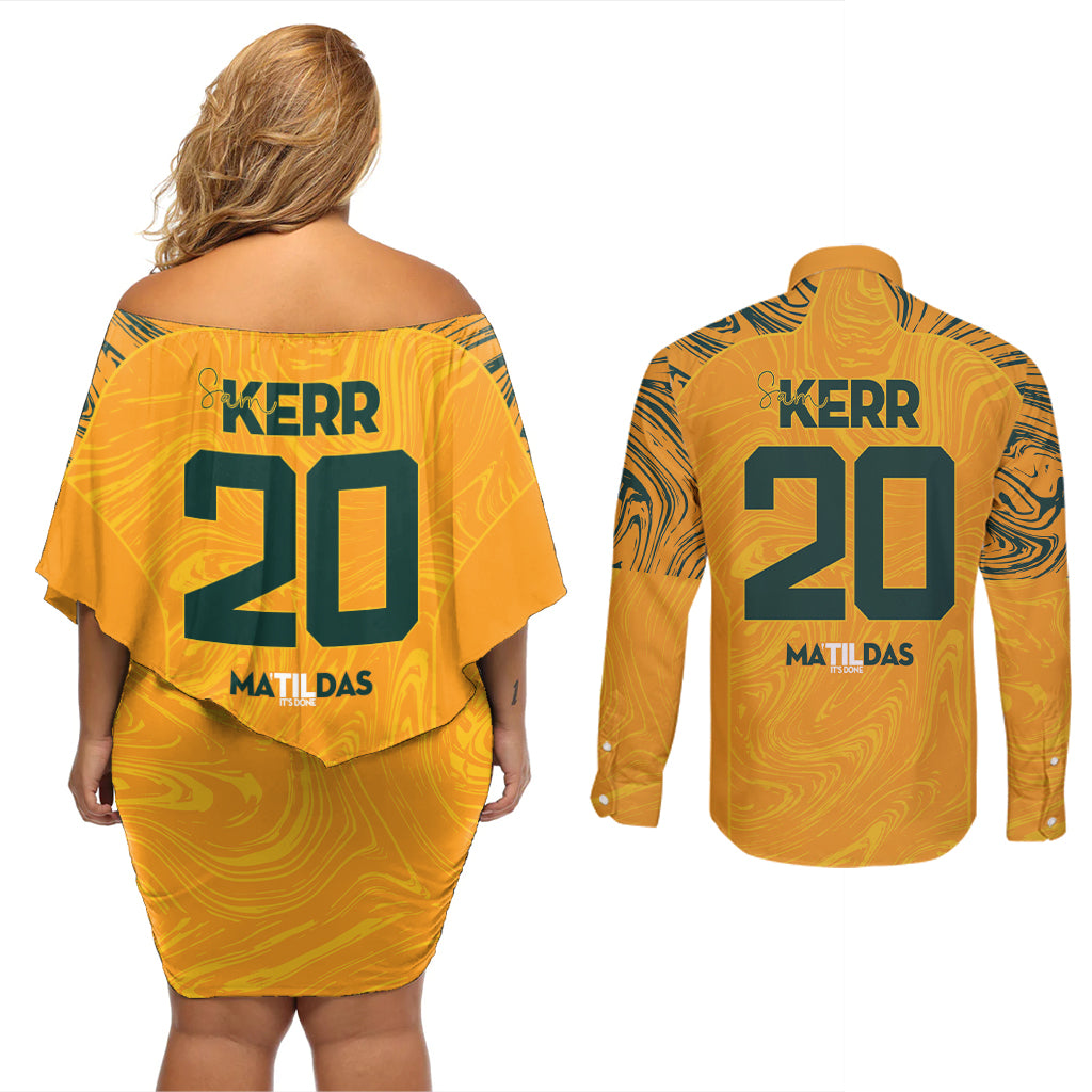 Sam Kerr Australia Matildas Couples Matching Off Shoulder Short Dress and Long Sleeve Button Shirt