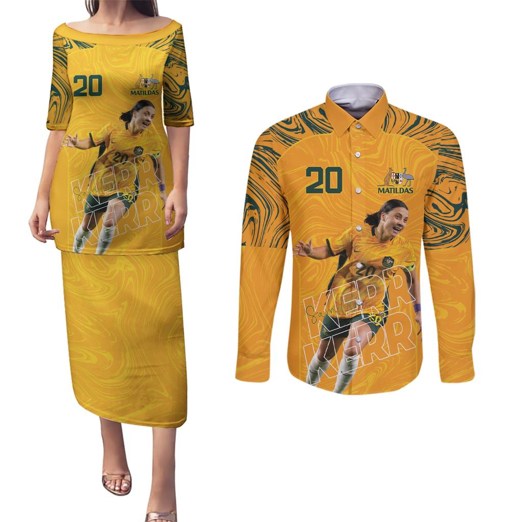 Sam Kerr Australia Matildas Couples Matching Puletasi and Long Sleeve Button Shirt