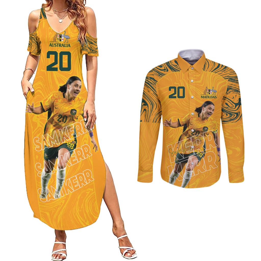 Sam Kerr Australia Matildas Couples Matching Summer Maxi Dress and Long Sleeve Button Shirt
