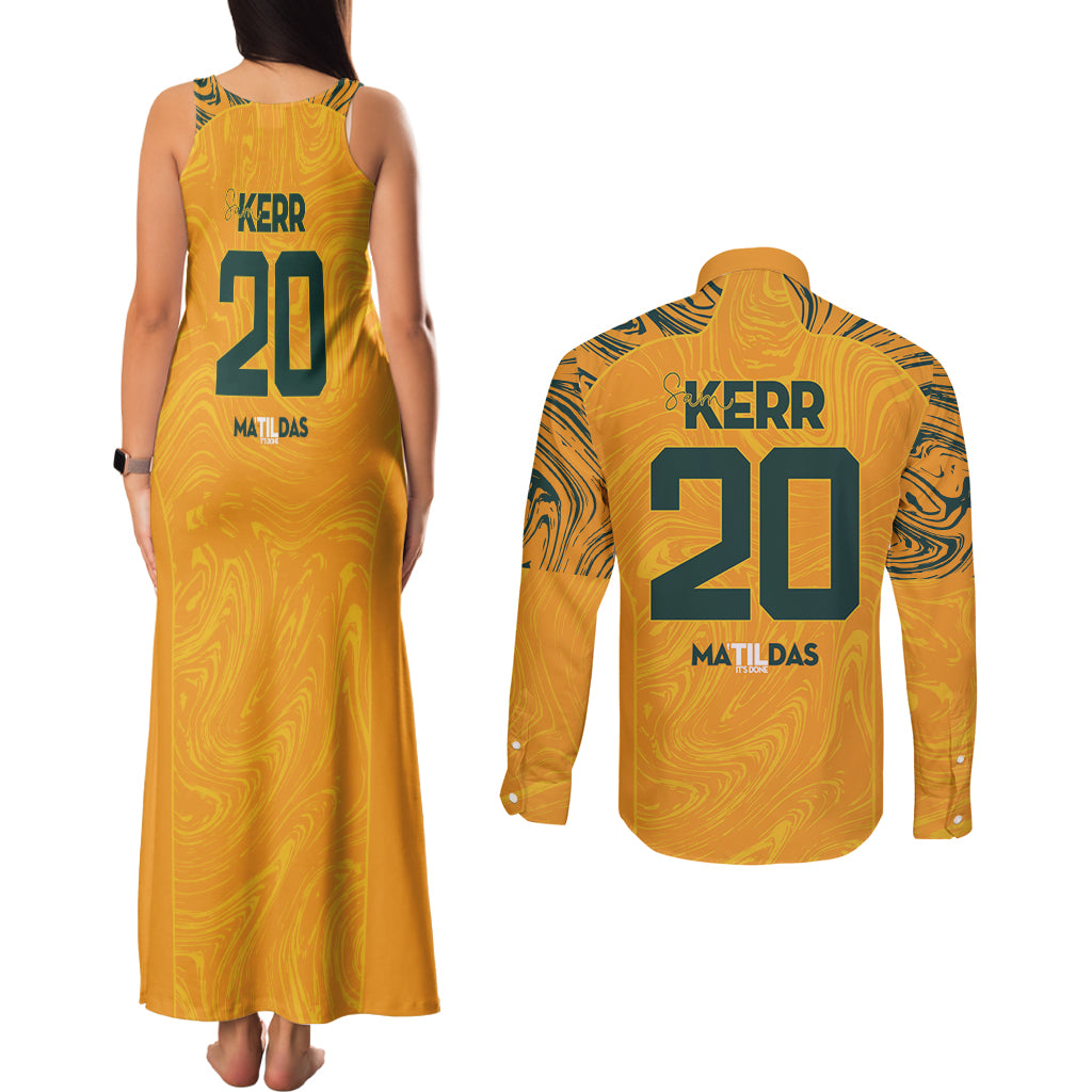 Sam Kerr Australia Matildas Couples Matching Tank Maxi Dress and Long Sleeve Button Shirt