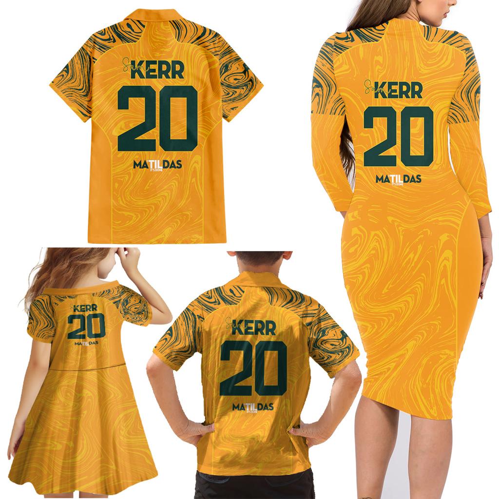 Sam Kerr Australia Matildas Family Matching Long Sleeve Bodycon Dress and Hawaiian Shirt