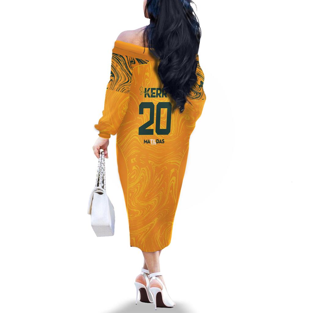 Sam Kerr Australia Matildas Family Matching Off The Shoulder Long Sleeve Dress and Hawaiian Shirt