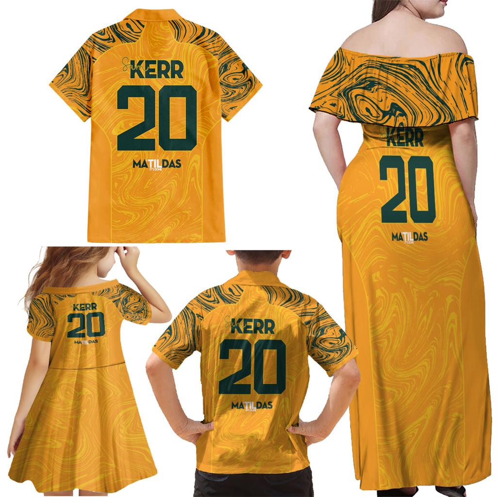 Sam Kerr Australia Matildas Family Matching Off Shoulder Maxi Dress and Hawaiian Shirt