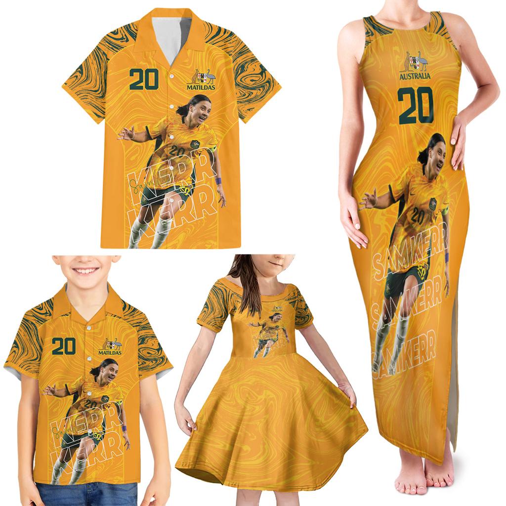 Sam Kerr Australia Matildas Family Matching Tank Maxi Dress and Hawaiian Shirt