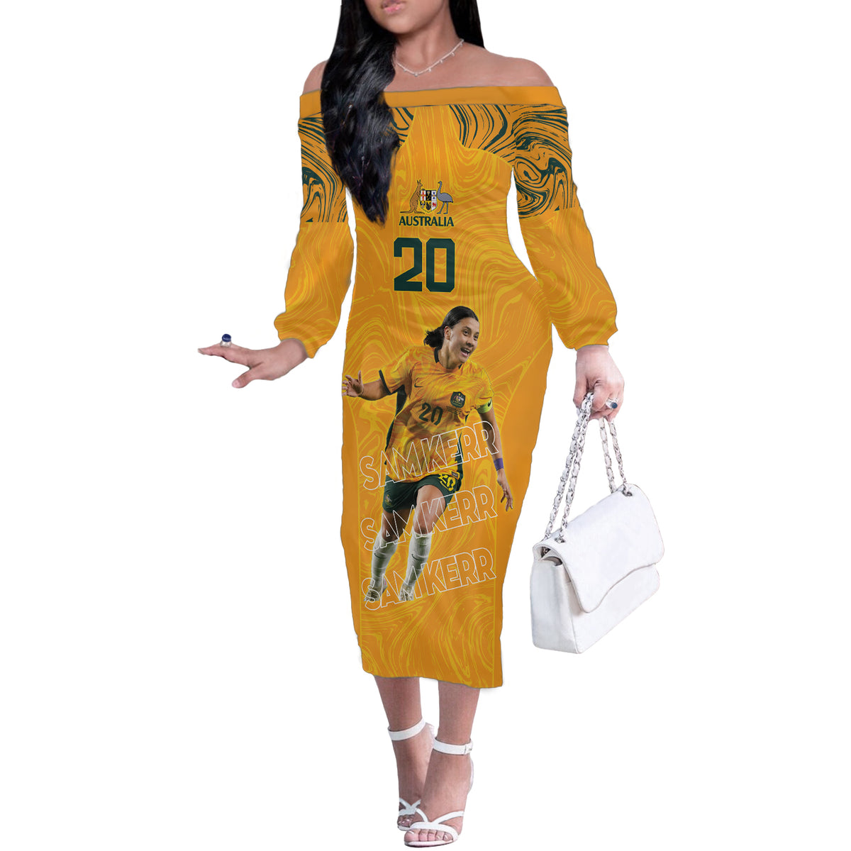 Sam Kerr Australia Matildas Off The Shoulder Long Sleeve Dress