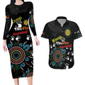 NAIDOC 2024 Indigenous Aboriginal Couples Matching Long Sleeve Bodycon Dress and Hawaiian Shirt The Fire Burns Forever