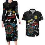 NAIDOC 2024 Indigenous Aboriginal Couples Matching Long Sleeve Bodycon Dress and Hawaiian Shirt The Fire Burns Forever