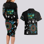 NAIDOC 2024 Indigenous Aboriginal Couples Matching Long Sleeve Bodycon Dress and Hawaiian Shirt The Fire Burns Forever