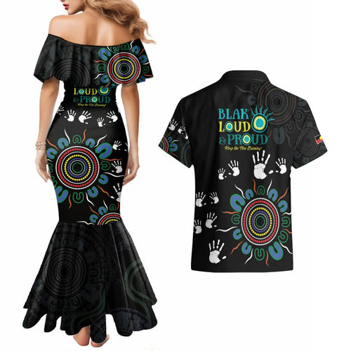 NAIDOC 2024 Indigenous Aboriginal Couples Matching Mermaid Dress and Hawaiian Shirt The Fire Burns Forever