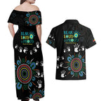 NAIDOC 2024 Indigenous Aboriginal Couples Matching Off Shoulder Maxi Dress and Hawaiian Shirt The Fire Burns Forever