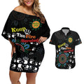 NAIDOC 2024 Indigenous Aboriginal Couples Matching Off Shoulder Short Dress and Hawaiian Shirt The Fire Burns Forever