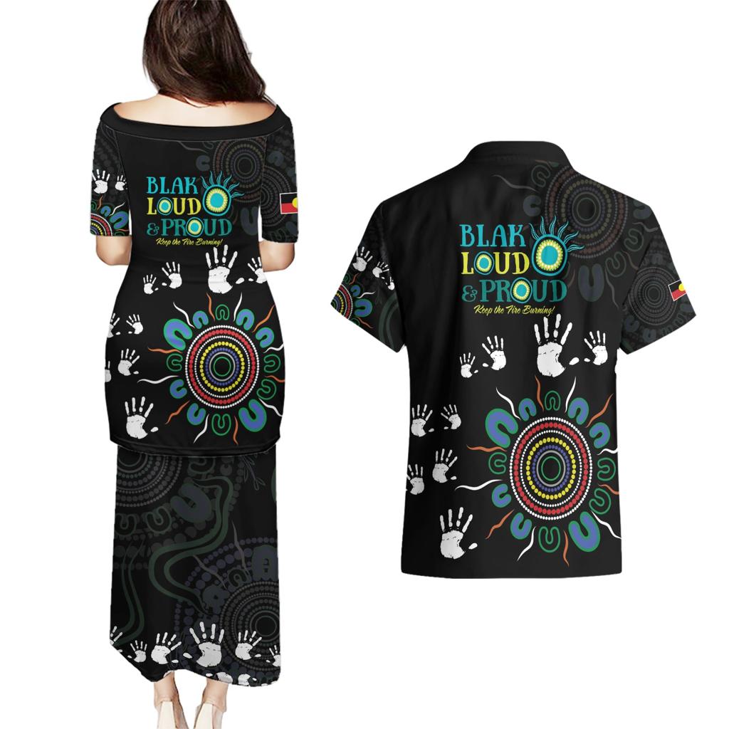 NAIDOC 2024 Indigenous Aboriginal Couples Matching Puletasi and Hawaiian Shirt The Fire Burns Forever