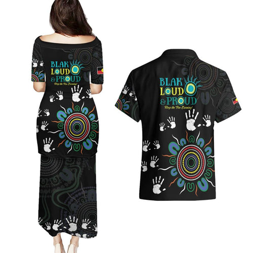 NAIDOC 2024 Indigenous Aboriginal Couples Matching Puletasi and Hawaiian Shirt The Fire Burns Forever