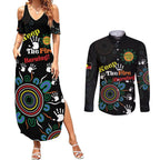 NAIDOC 2024 Indigenous Aboriginal Couples Matching Summer Maxi Dress and Long Sleeve Button Shirt The Fire Burns Forever