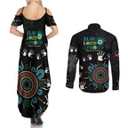 NAIDOC 2024 Indigenous Aboriginal Couples Matching Summer Maxi Dress and Long Sleeve Button Shirt The Fire Burns Forever