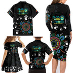 NAIDOC 2024 Indigenous Aboriginal Family Matching Long Sleeve Bodycon Dress and Hawaiian Shirt The Fire Burns Forever