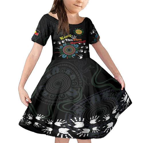 NAIDOC 2024 Indigenous Aboriginal Family Matching Mermaid Dress and Hawaiian Shirt The Fire Burns Forever