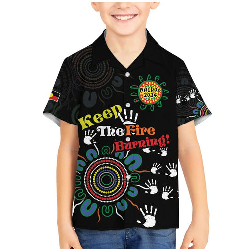 NAIDOC 2024 Indigenous Aboriginal Family Matching Mermaid Dress and Hawaiian Shirt The Fire Burns Forever