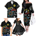 NAIDOC 2024 Indigenous Aboriginal Family Matching Off The Shoulder Long Sleeve Dress and Hawaiian Shirt The Fire Burns Forever