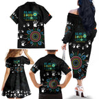 NAIDOC 2024 Indigenous Aboriginal Family Matching Off The Shoulder Long Sleeve Dress and Hawaiian Shirt The Fire Burns Forever
