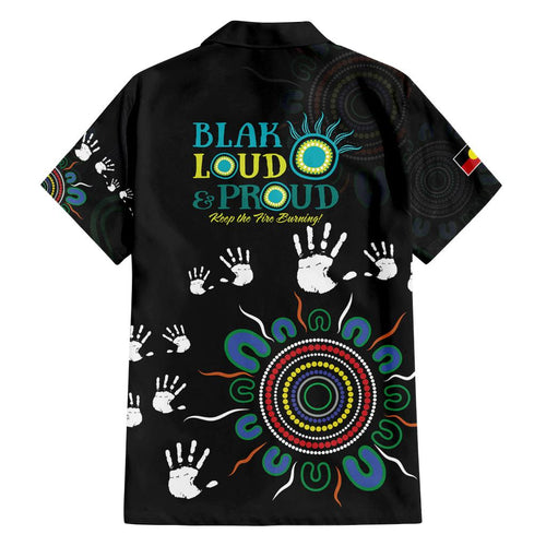NAIDOC 2024 Indigenous Aboriginal Family Matching Off The Shoulder Long Sleeve Dress and Hawaiian Shirt The Fire Burns Forever