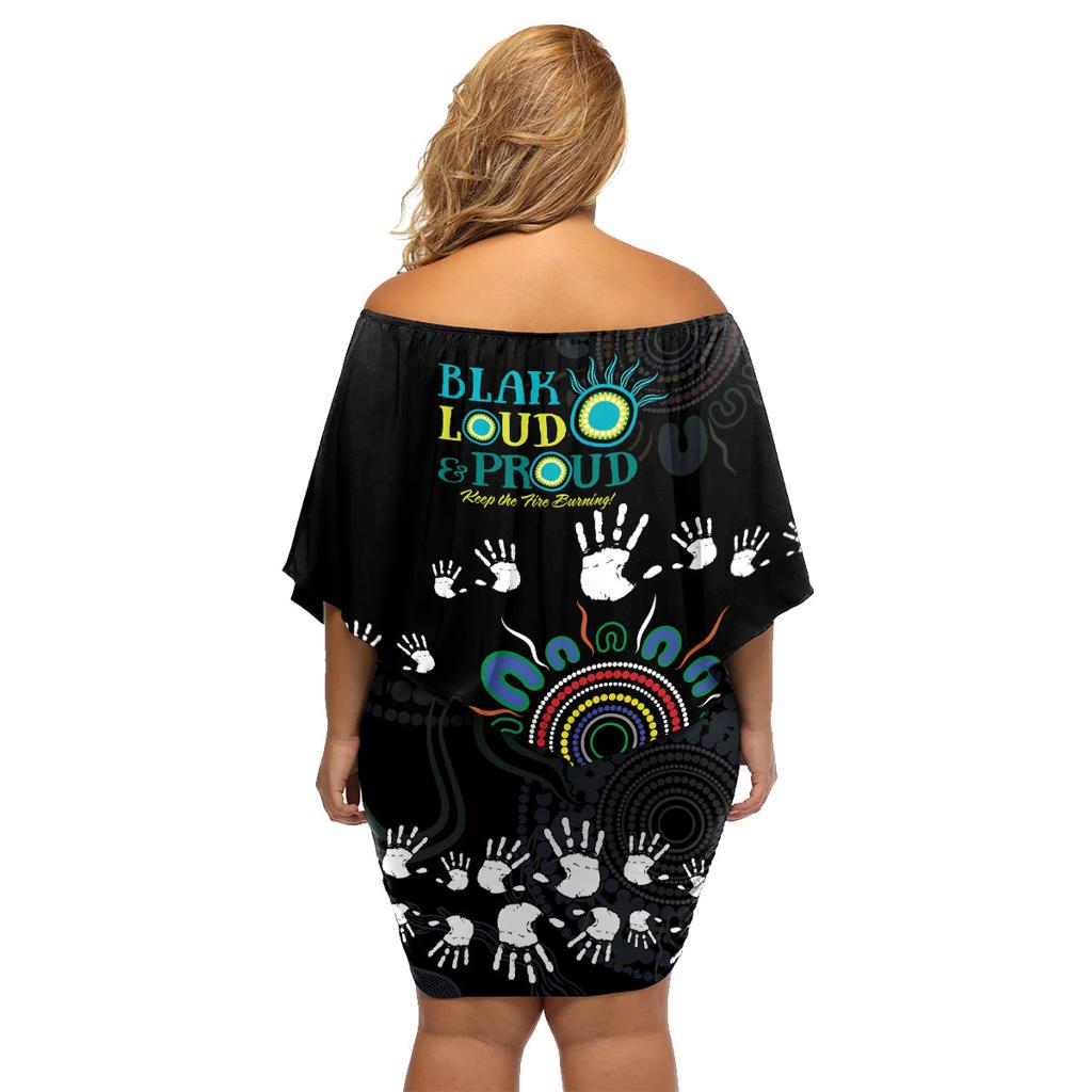 NAIDOC 2024 Indigenous Aboriginal Family Matching Off Shoulder Short Dress and Hawaiian Shirt The Fire Burns Forever