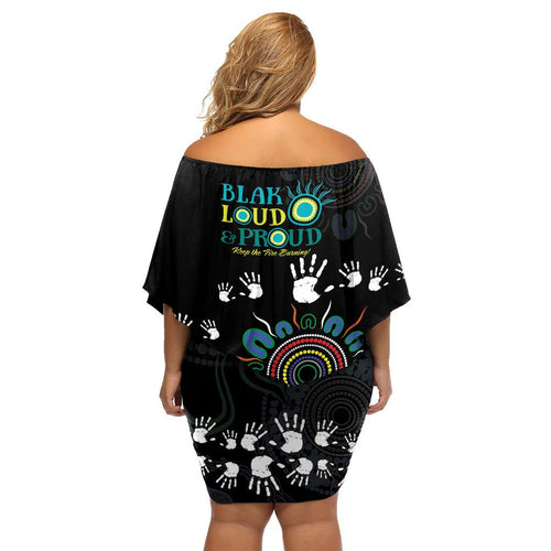 NAIDOC 2024 Indigenous Aboriginal Family Matching Off Shoulder Short Dress and Hawaiian Shirt The Fire Burns Forever