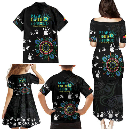 NAIDOC 2024 Indigenous Aboriginal Family Matching Puletasi and Hawaiian Shirt The Fire Burns Forever