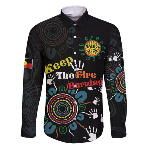 NAIDOC 2024 Indigenous Aboriginal Family Matching Puletasi and Hawaiian Shirt The Fire Burns Forever