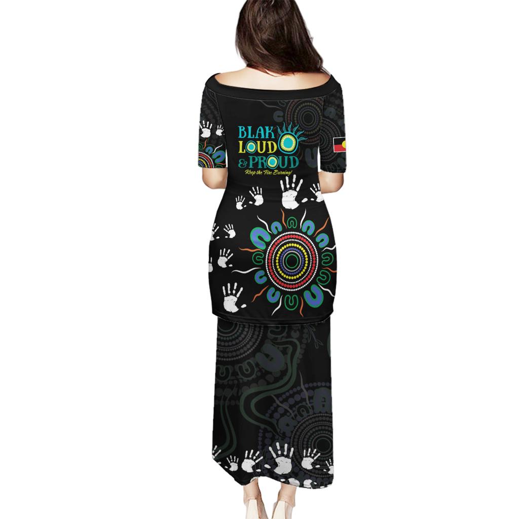 NAIDOC 2024 Indigenous Aboriginal Family Matching Puletasi and Hawaiian Shirt The Fire Burns Forever
