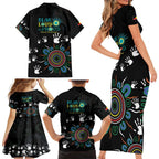 NAIDOC 2024 Indigenous Aboriginal Family Matching Short Sleeve Bodycon Dress and Hawaiian Shirt The Fire Burns Forever