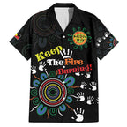NAIDOC 2024 Indigenous Aboriginal Family Matching Short Sleeve Bodycon Dress and Hawaiian Shirt The Fire Burns Forever