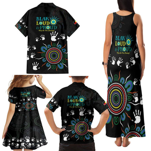 NAIDOC 2024 Indigenous Aboriginal Family Matching Tank Maxi Dress and Hawaiian Shirt The Fire Burns Forever