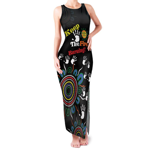 NAIDOC 2024 Indigenous Aboriginal Family Matching Tank Maxi Dress and Hawaiian Shirt The Fire Burns Forever