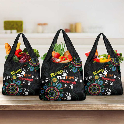 NAIDOC 2024 Indigenous Aboriginal Grocery Bag The Fire Burns Forever