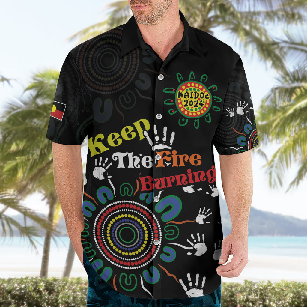 NAIDOC 2024 Indigenous Aboriginal Hawaiian Shirt The Fire Burns Forever
