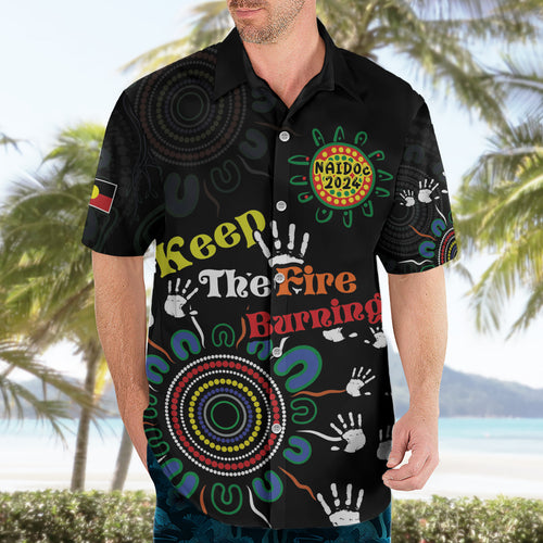 NAIDOC 2024 Indigenous Aboriginal Hawaiian Shirt The Fire Burns Forever