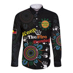 NAIDOC 2024 Indigenous Aboriginal Long Sleeve Button Shirt The Fire Burns Forever
