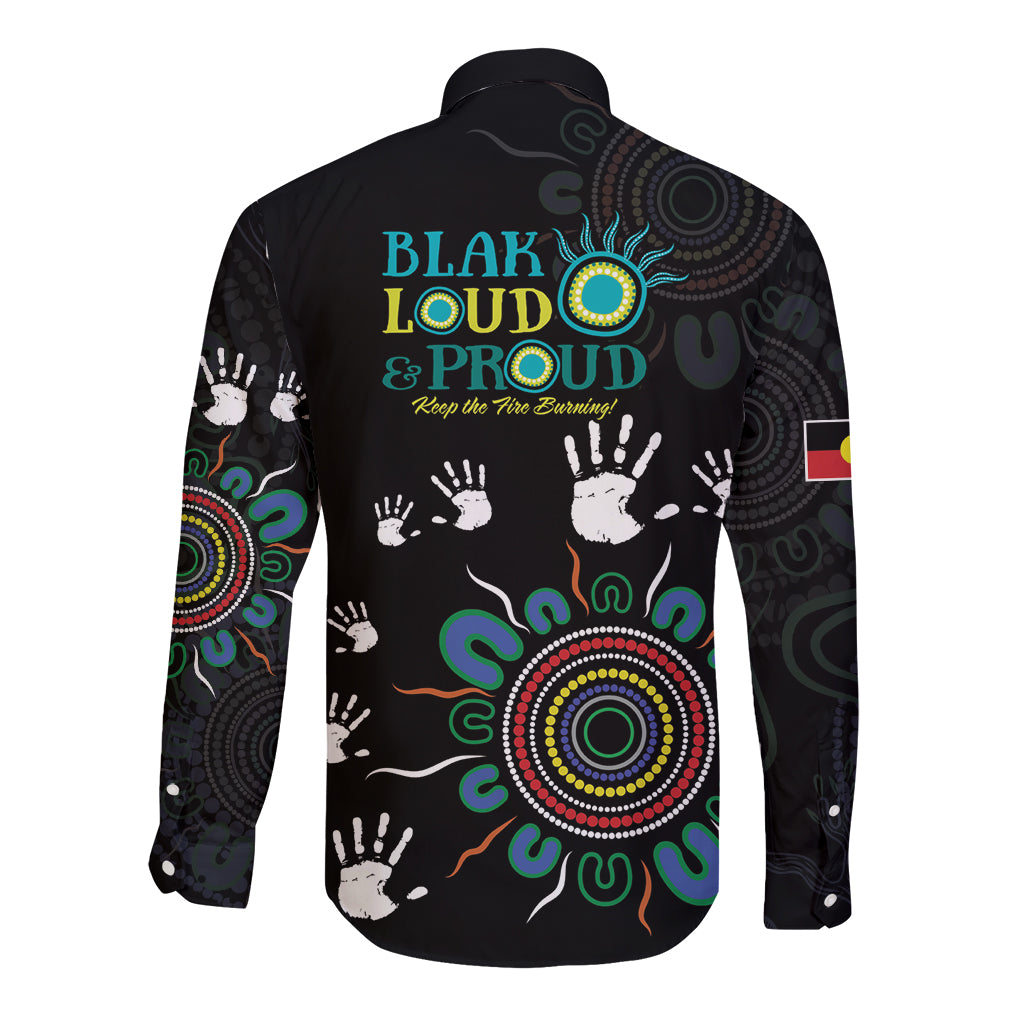 NAIDOC 2024 Indigenous Aboriginal Long Sleeve Button Shirt The Fire Burns Forever