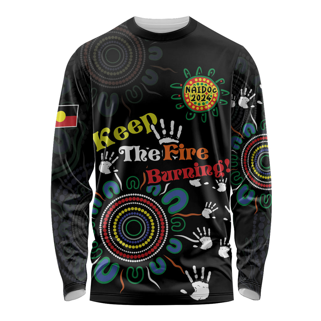 NAIDOC 2024 Indigenous Aboriginal Long Sleeve Shirt The Fire Burns Forever