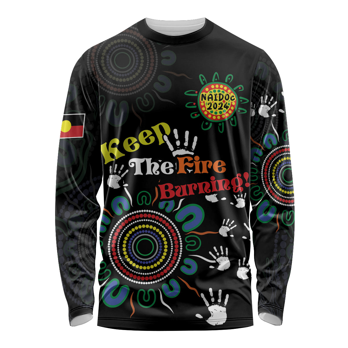 NAIDOC 2024 Indigenous Aboriginal Long Sleeve Shirt The Fire Burns Forever