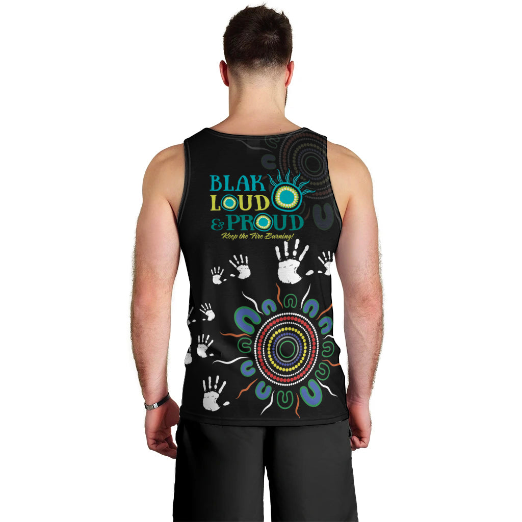 NAIDOC 2024 Indigenous Aboriginal Men Tank Top The Fire Burns Forever