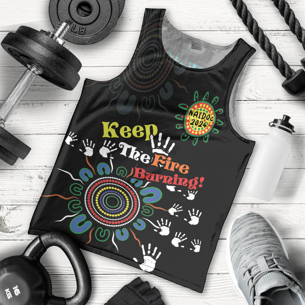 NAIDOC 2024 Indigenous Aboriginal Men Tank Top The Fire Burns Forever