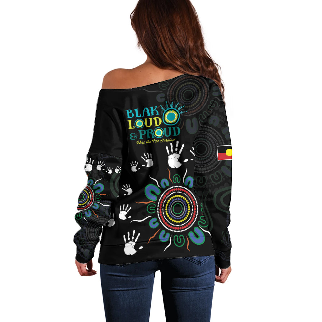 NAIDOC 2024 Indigenous Aboriginal Off Shoulder Sweater The Fire Burns Forever