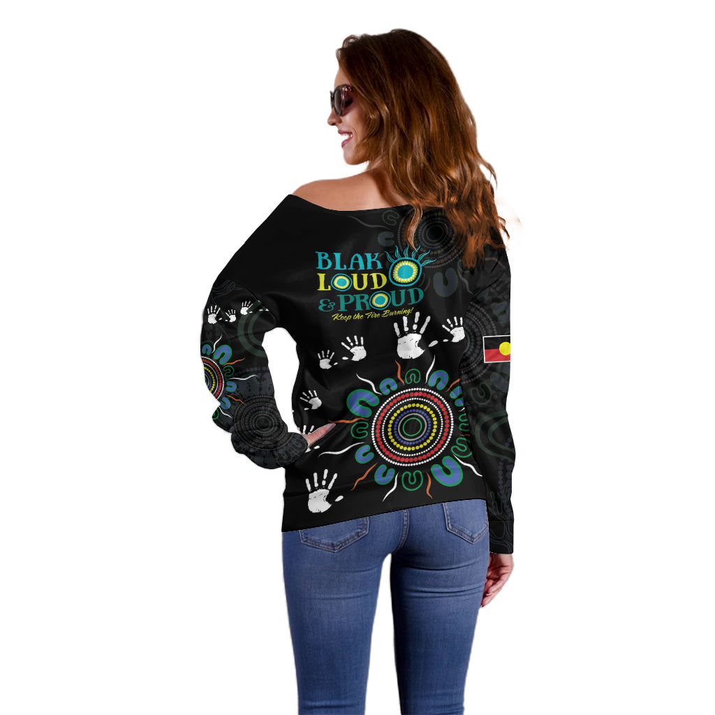 NAIDOC 2024 Indigenous Aboriginal Off Shoulder Sweater The Fire Burns Forever