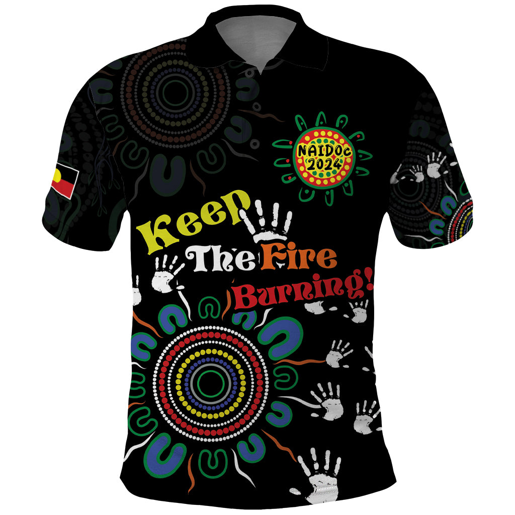 NAIDOC 2024 Indigenous Aboriginal Polo Shirt The Fire Burns Forever