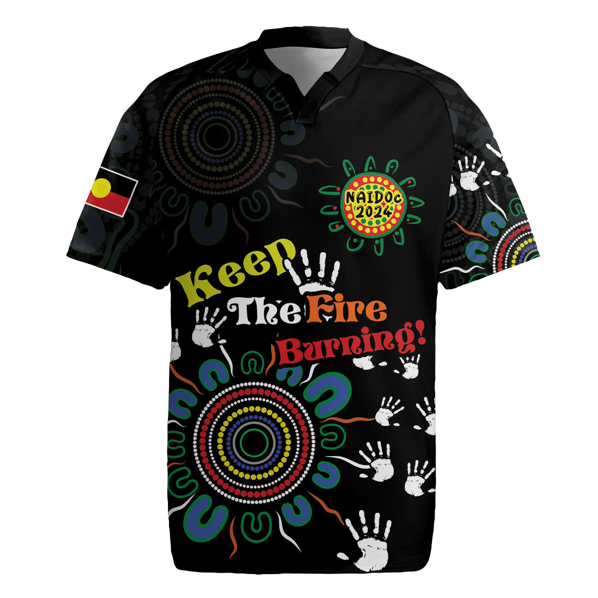 NAIDOC 2024 Indigenous Aboriginal Rugby Jersey The Fire Burns Forever