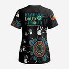 NAIDOC 2024 Indigenous Aboriginal Scrub Top The Fire Burns Forever - Aussie Hoodie