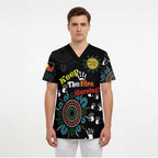 NAIDOC 2024 Indigenous Aboriginal Scrub Top The Fire Burns Forever - Aussie Hoodie